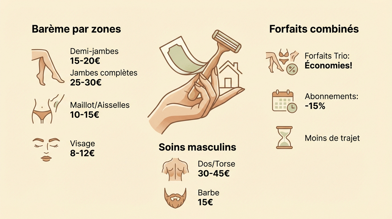 Matériel professionnel pour une séance d'épilation à domicile