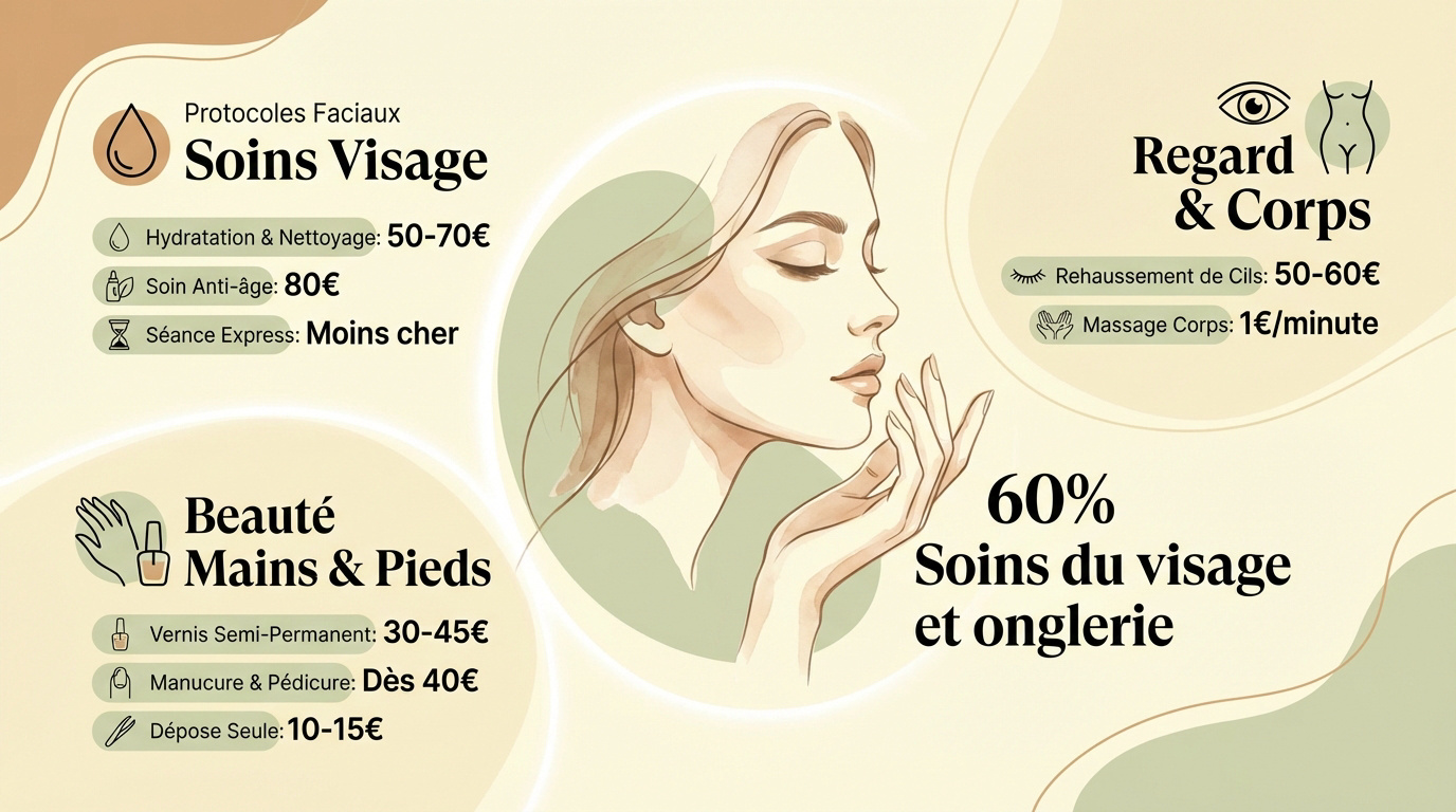 Grille tarifaire des prestations esthétiques pour le visage l'onglerie et le corps