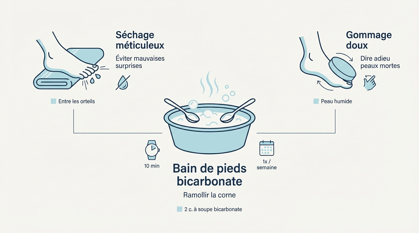 Bain de pieds au bicarbonate et accessoires de soin pour l'exfoliation