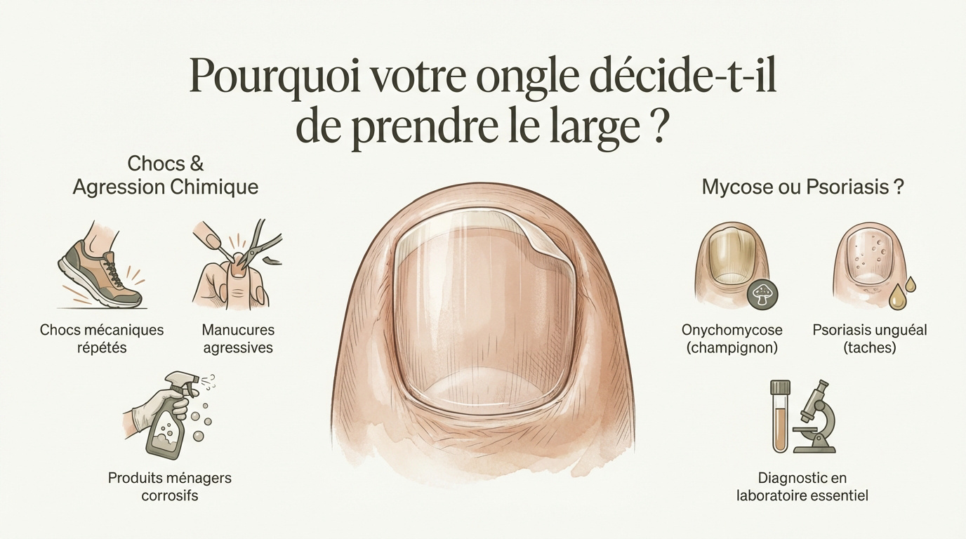 Causes et diagnostic du décollement de l'ongle ou onycholyse