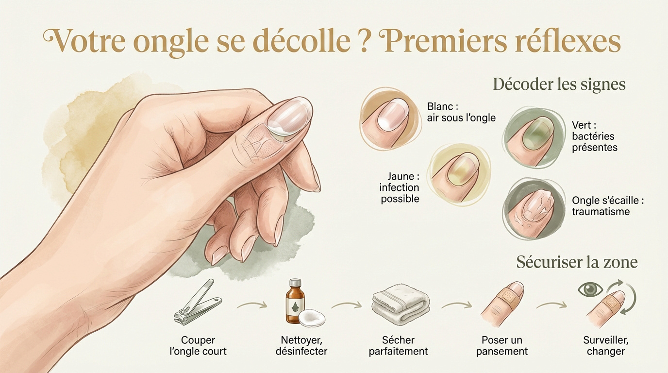 Soin d'urgence pour un ongle décollé et désinfection